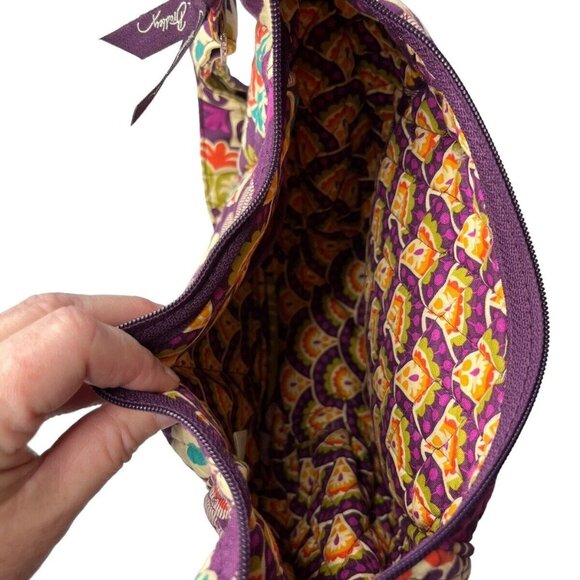 Vera Bradley Crossbody Purse Bag Carryall Plum Crazy Zipper Front Pocket - Picture 5 of 11